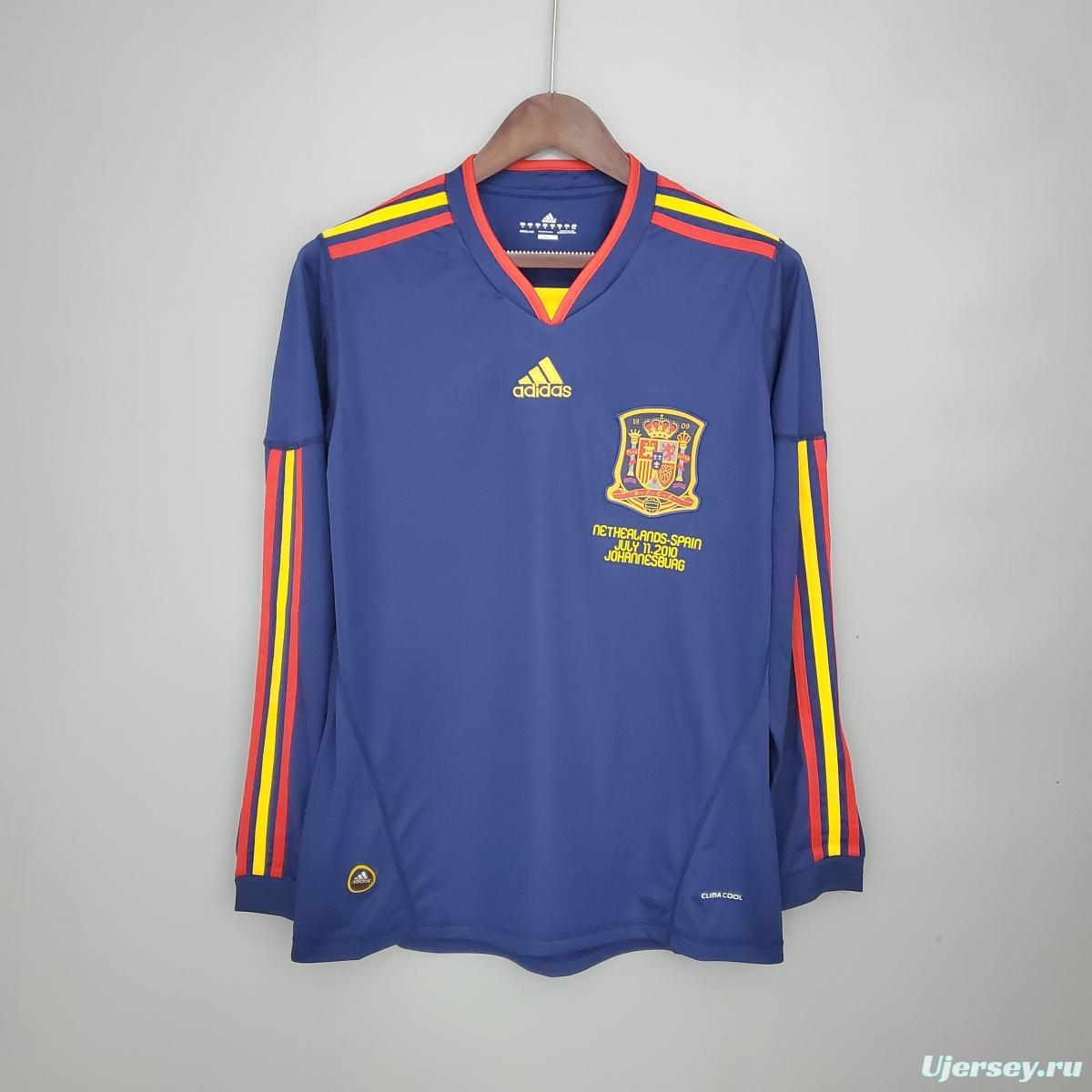Retro long sleeve Spain 2010 away Soccer Jersey