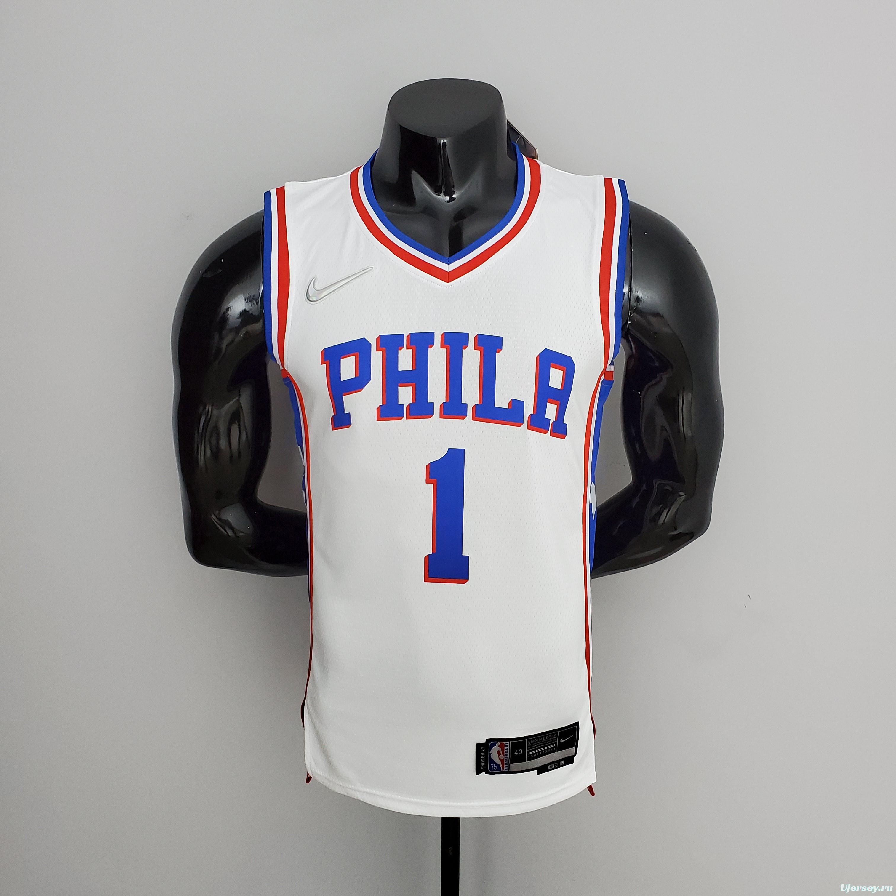 75th Anniversary Philadelphia 76ers HARDEN#1 White NBA Jersey