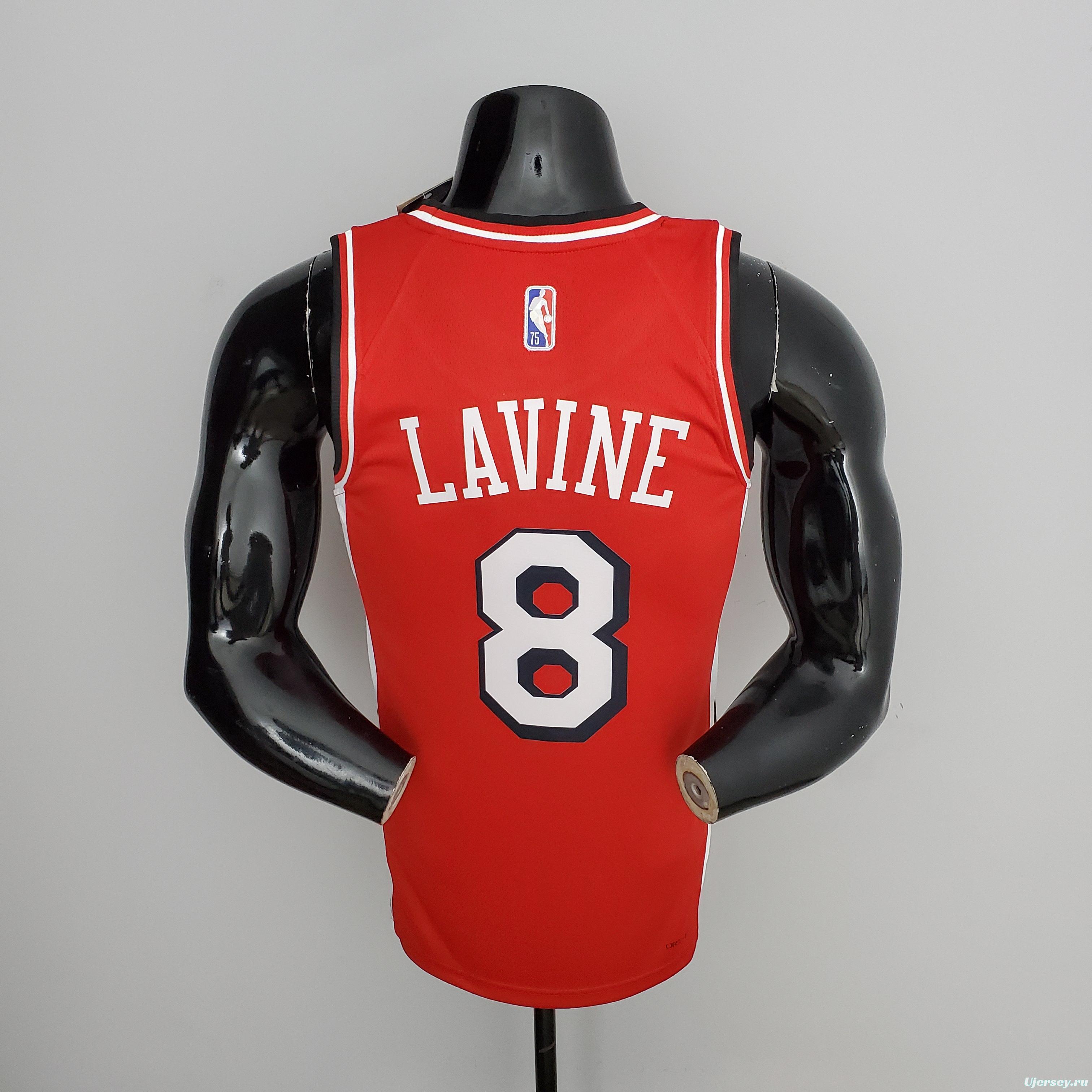 75th Anniversary 2022 Season Chicago Bulls LAVINE#8 City Edition Red NBA Jersey