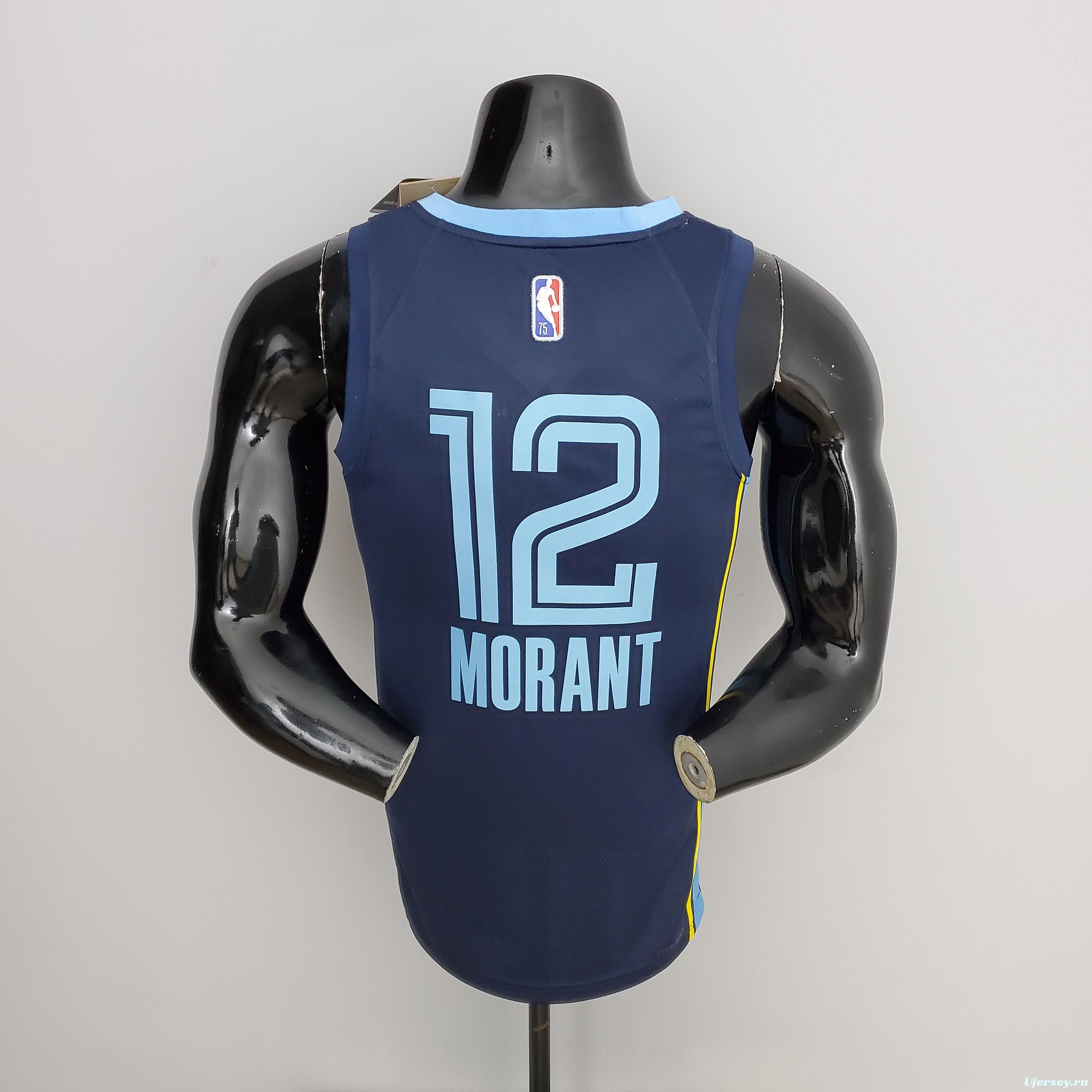 75th Anniversary Memphis Grizzlies MORANT#12 Navy Blue NBA Jersey
