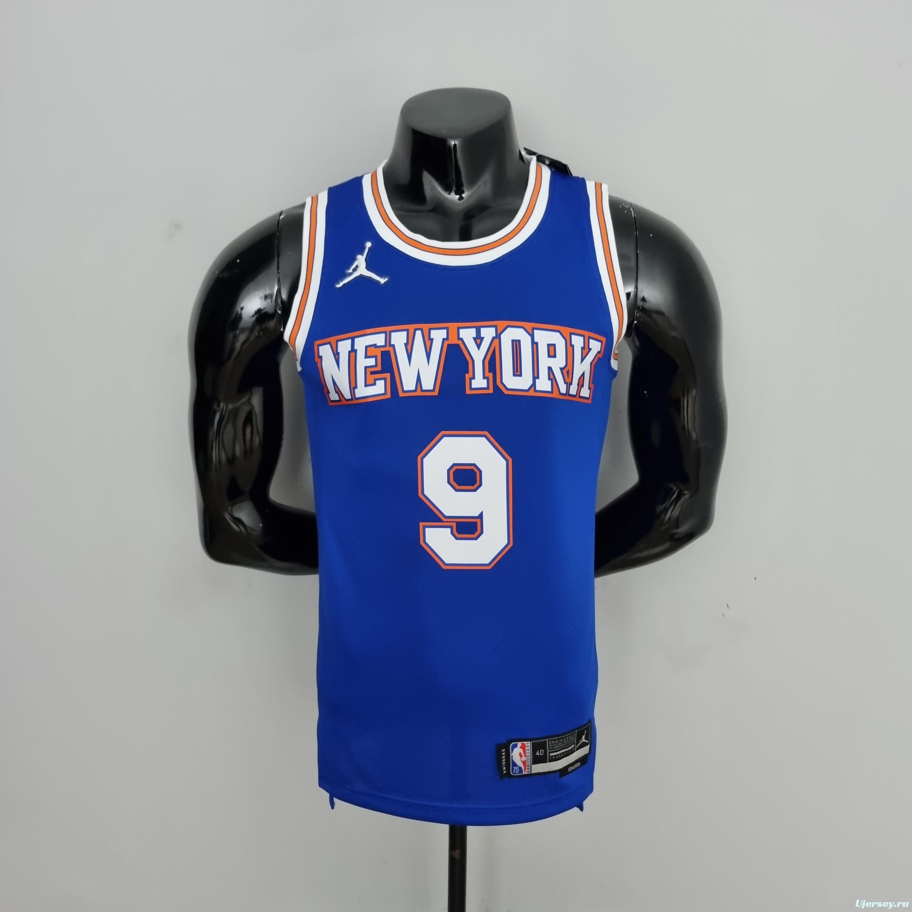 75th Anniversary Barrett#9 New York Knicks Jordan Limited Blue NBA Jersey