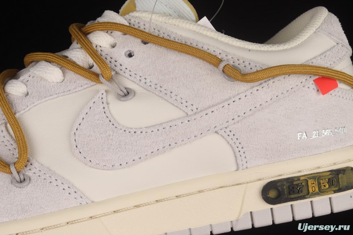 OFF-White x NIKE DUNK Low OW white gray leisure sports skateboard shoes DJ0950-105