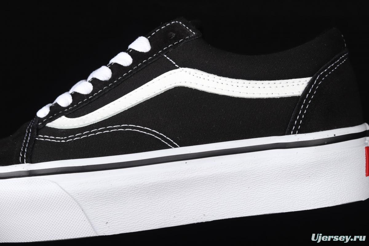 Vans Old Skool Platform classic OS black and white thick-soled low-upper shoes VN0A3B3UY28