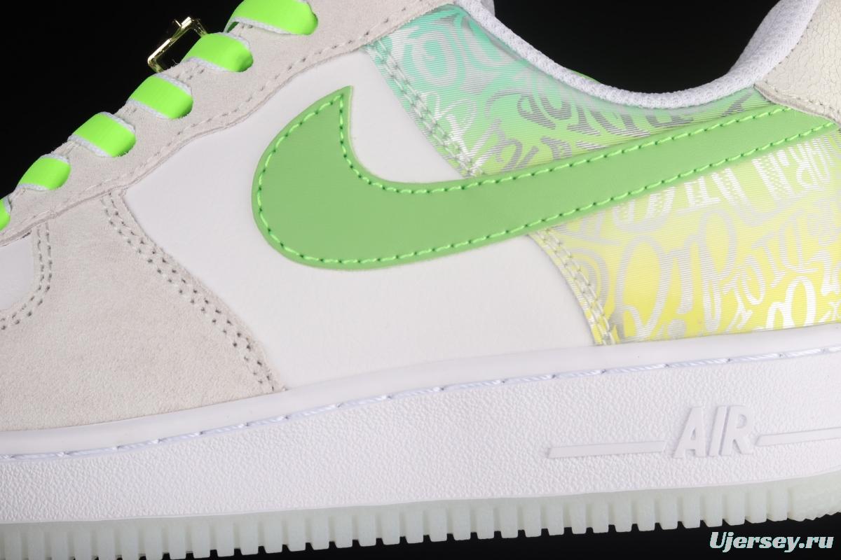 NIKE Air Force 1x 07 ESS video game 3D Apple green low-top casual board shoes DA8302-555