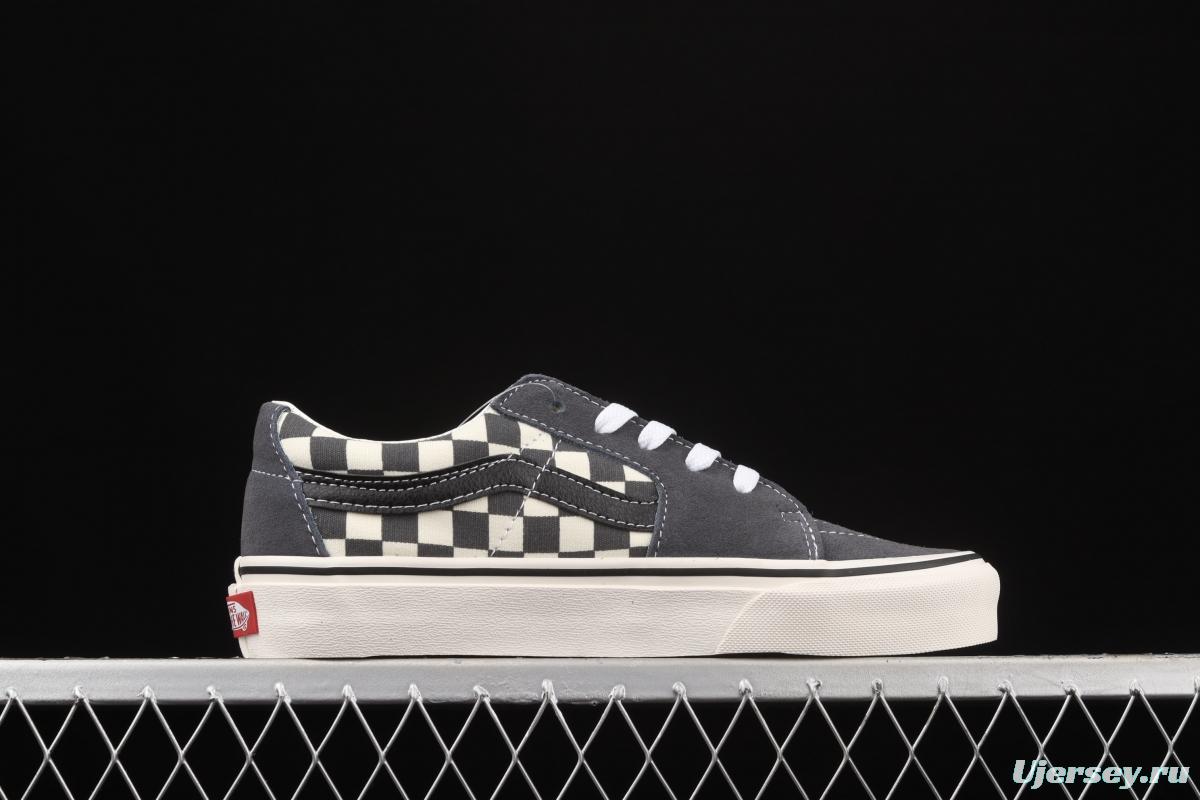 Vans Suede Sk8-Low grey rice and white checkerboard check low-top casual board shoes VN0A4UUK2V4