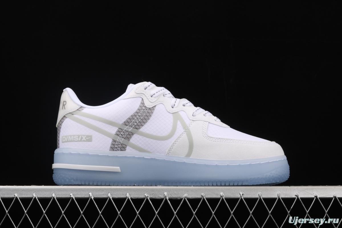 NIKE Air Force 1 React QS Light Bone Analysis of Ice Blue low Upper Board shoes CQ8879-100