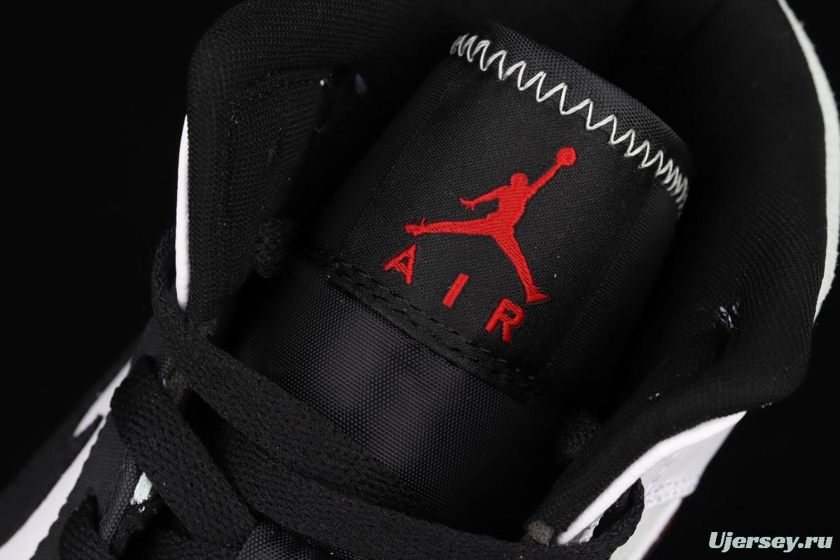 Air Jordan 1 Mid black and white black tea Zhongbang basketball shoes 852542-100