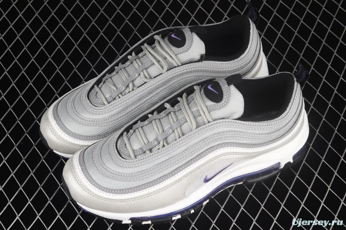 NIKE Air Max 97 SE silver and purple bullet air cushion running shoes DJ0717-001