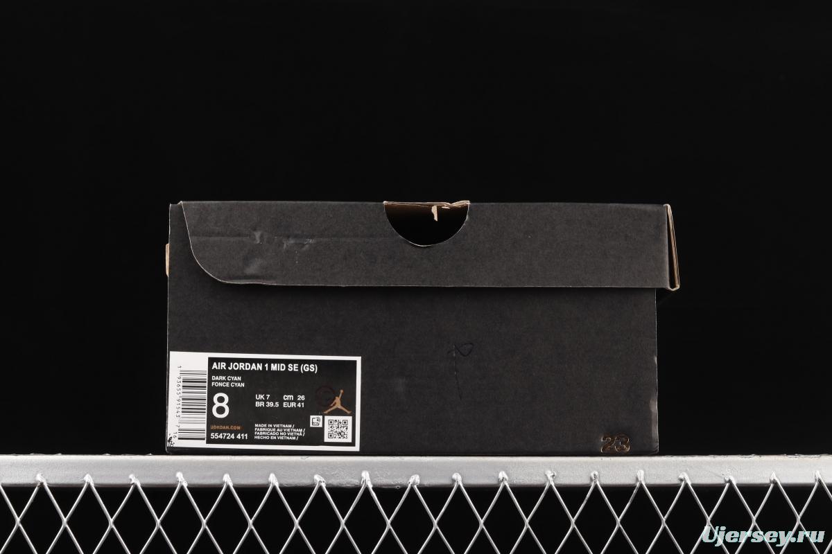 Air Jordan 1 Mid Dark Teal Qinglan Zhongbang basketball shoes 554724-411