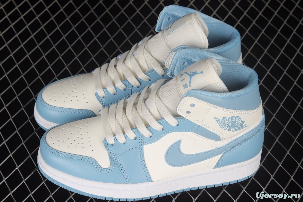 Air Jordan 1 Mid North Carolina Blue Zhongbang Basketball Shoes BQ6472-141