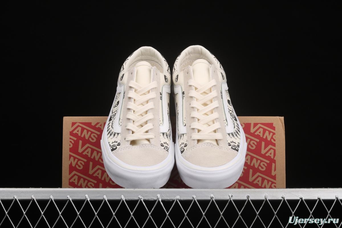 Vans Style 36 million skull print low side vulcanized canvas casual shoes VN0A4BVEN8K White Skeleton