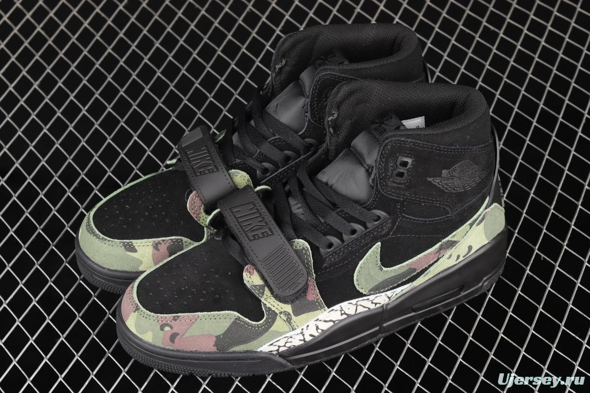 Jordan Legacy 312 black camouflage color matching Velcro three-in-one board shoes AV3922-003