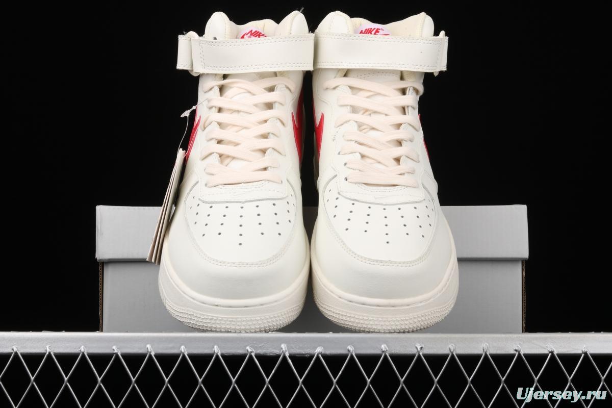 NIKE Air Force 1 Mid air force white and red top casual board shoes 315123-126