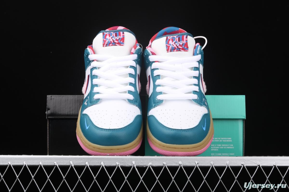 Parra x NIKE SB DUNK Low CN4504-105joint style tricolor hook embroidery rainbow geometric pattern casual low-top skateboard shoes