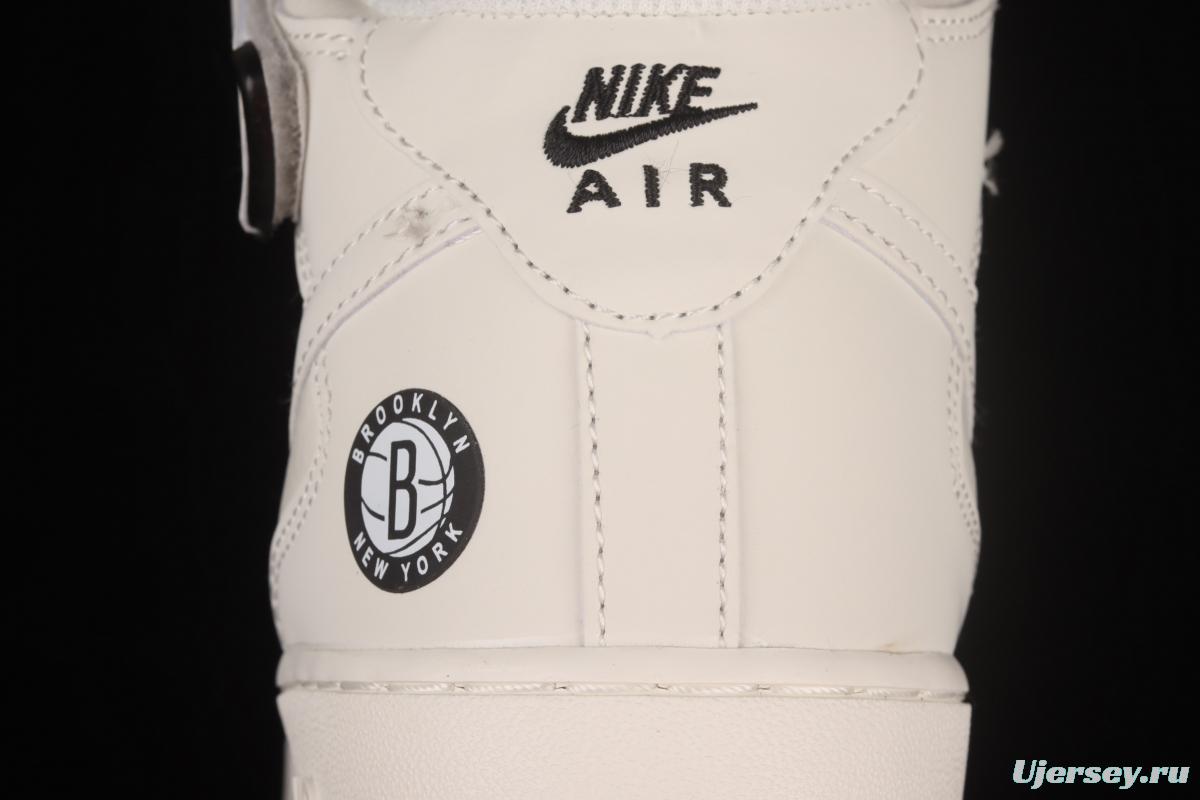 NIKE Air Force 1x 07 Mid rice black and white Brooklyn Nets city limited casual board shoes NT2969-013