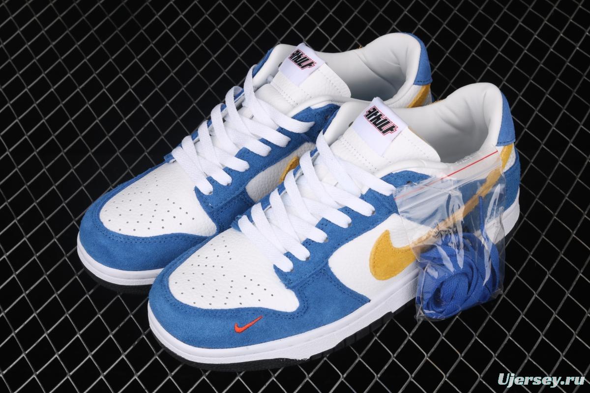 Kasina x NIKE SB DUNK Low co-signed blue and yellow retro low-top leisure sports skateboard shoes CZ6501-100
