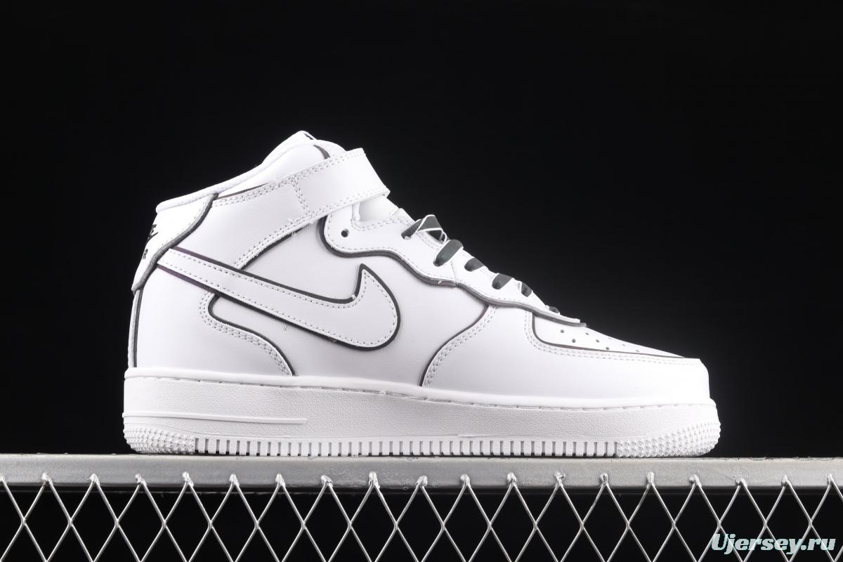 NIKE Air Force 1' 07 Mid laser white 3M reflective medium-help leisure sports board shoes 368742-810