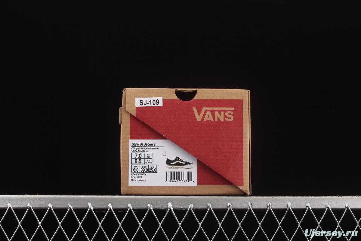 Vans Style 36 Decon SF Black and Grey spliced Butterfly Flower Leisure Board shoes VN0A5HYRA1H