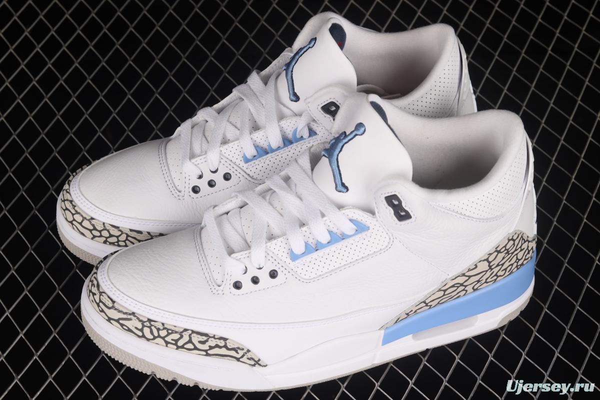 Air Jordan 3 UNC AJ3 Joe 3 North Carolina blue white burst blue crack in the basketball shoes CT8532-104