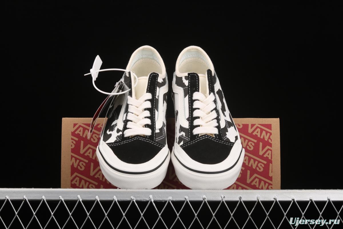 Vans Style 36 Decon SF GD overseas limited black-and-white cow graffiti low-top shoes VN0A5HFF2Z3