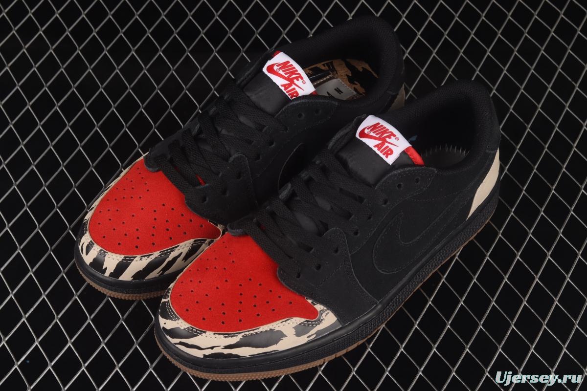 Air Jordan 1 Low Carnivore predator theme black and red low-side cultural board shoes DN3400-001