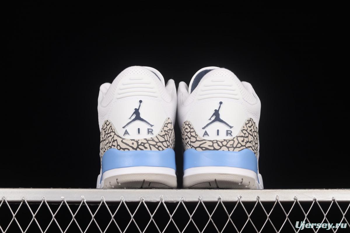 Air Jordan 3 UNC AJ3 Joe 3 North Carolina blue white burst blue crack in the basketball shoes CT8532-104