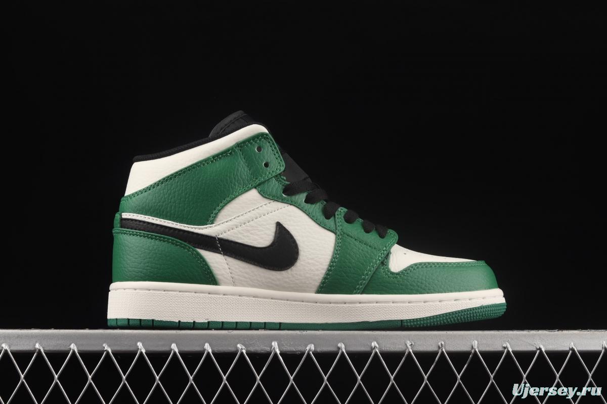 Air Jordan 1 Mid Pine Green refreshing green toe Zhongbang basketball shoes 852542-301