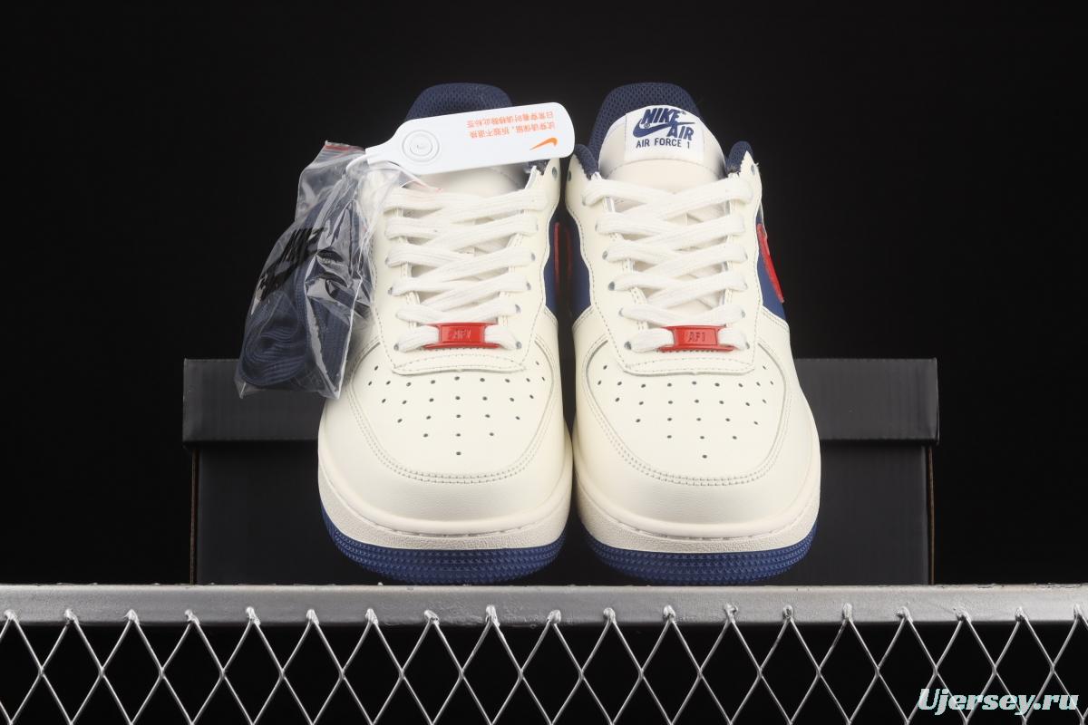 NIKE Air Force 1x07 Low white, blue and red stitching low-top casual board shoes CW2288-901