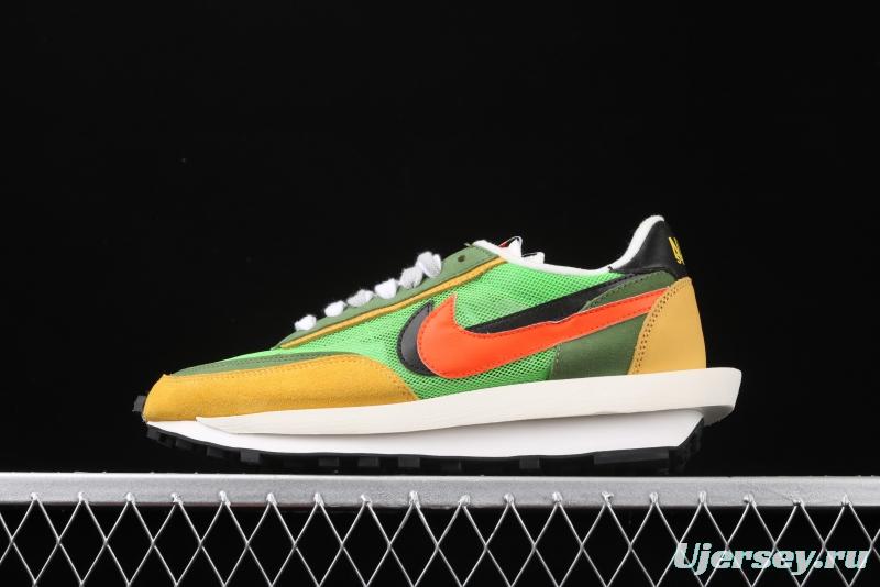 Sacai x NIKE LVD Waffle Daybreak co-signed catwalk style net gauze leather splicing double hook Swoosh running shoes BV0073-300