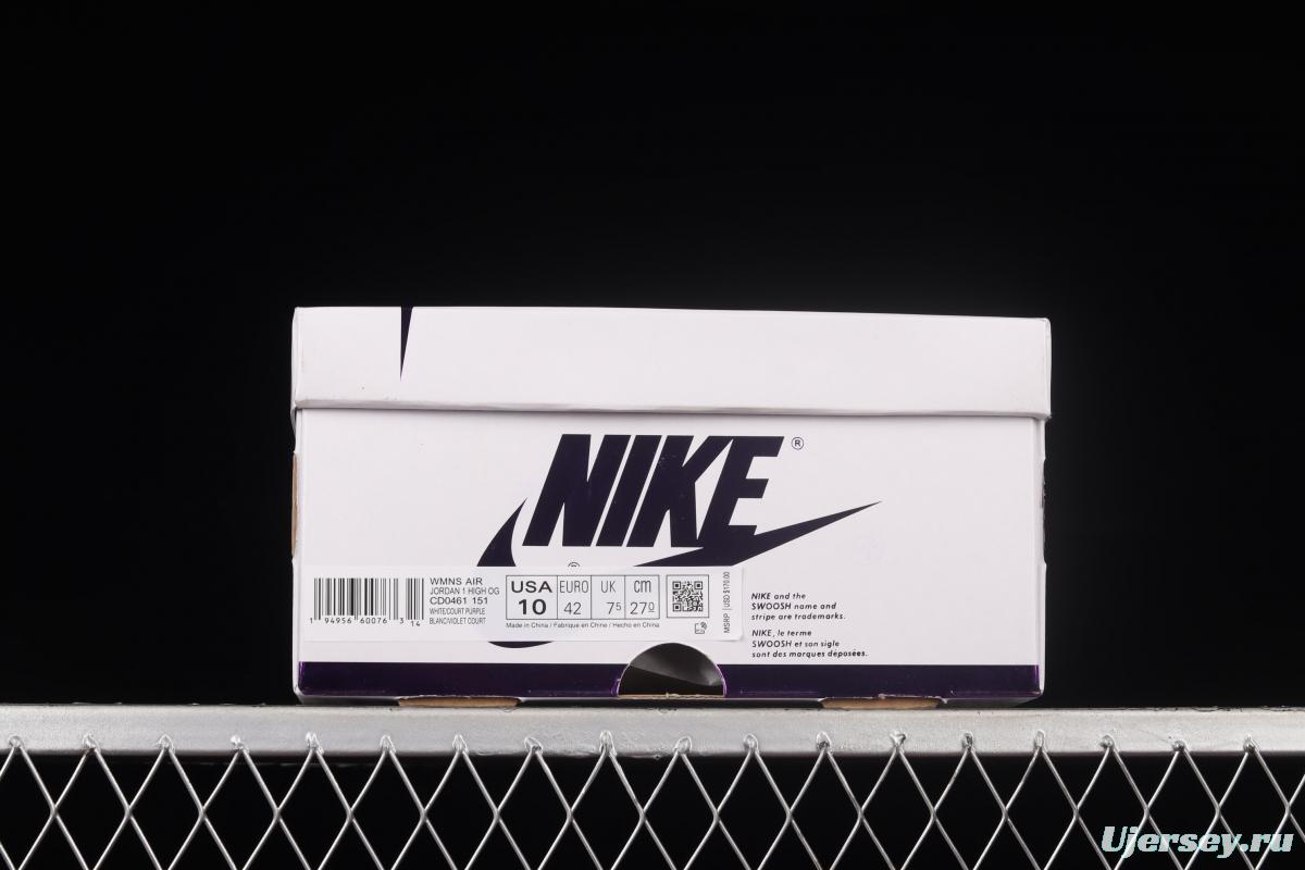 Air Jordan 1 High OG Court Purple White and Purple CD0461-151