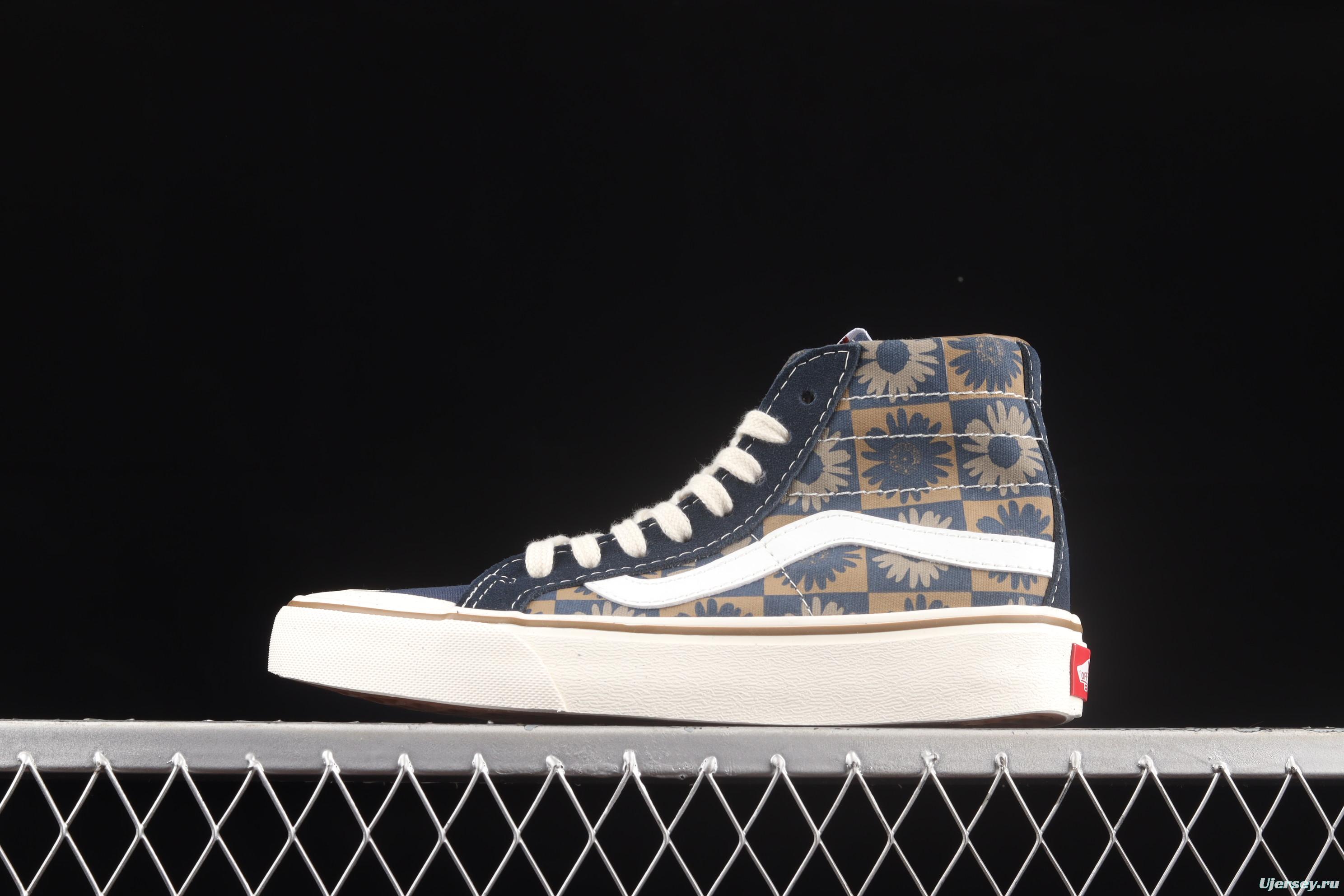 Vans Sk8-Hi 138Dec checkerboard daisies printed high-top casual board shoes VN0A3MV1A5A