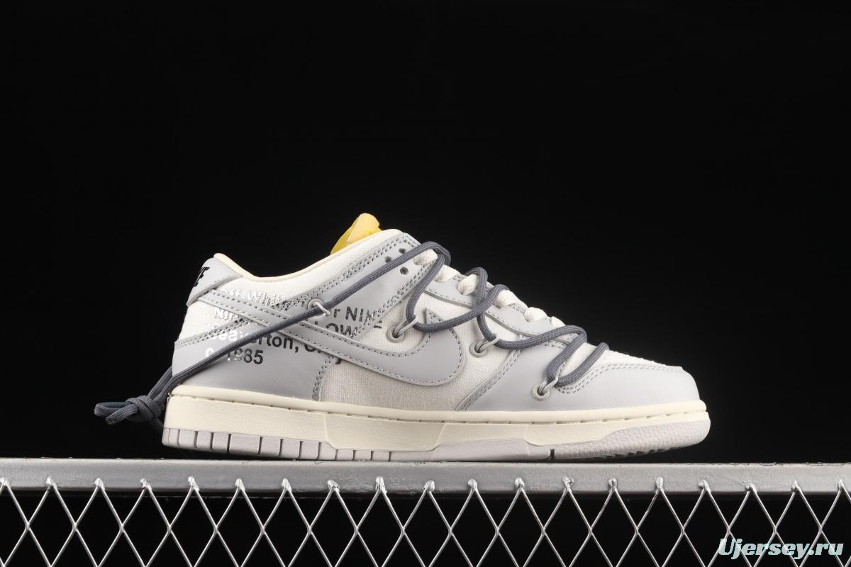 OFF-White x NIKE DUNK Low OW gray SB buckle rebound fashion casual board shoes DM1602-105