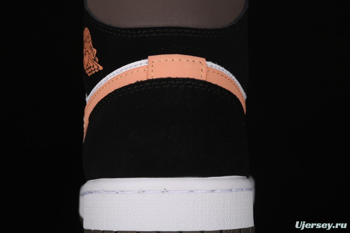 Air Jordan 1 Mid black pink peach goddess festival basketball shoes DH0210-100