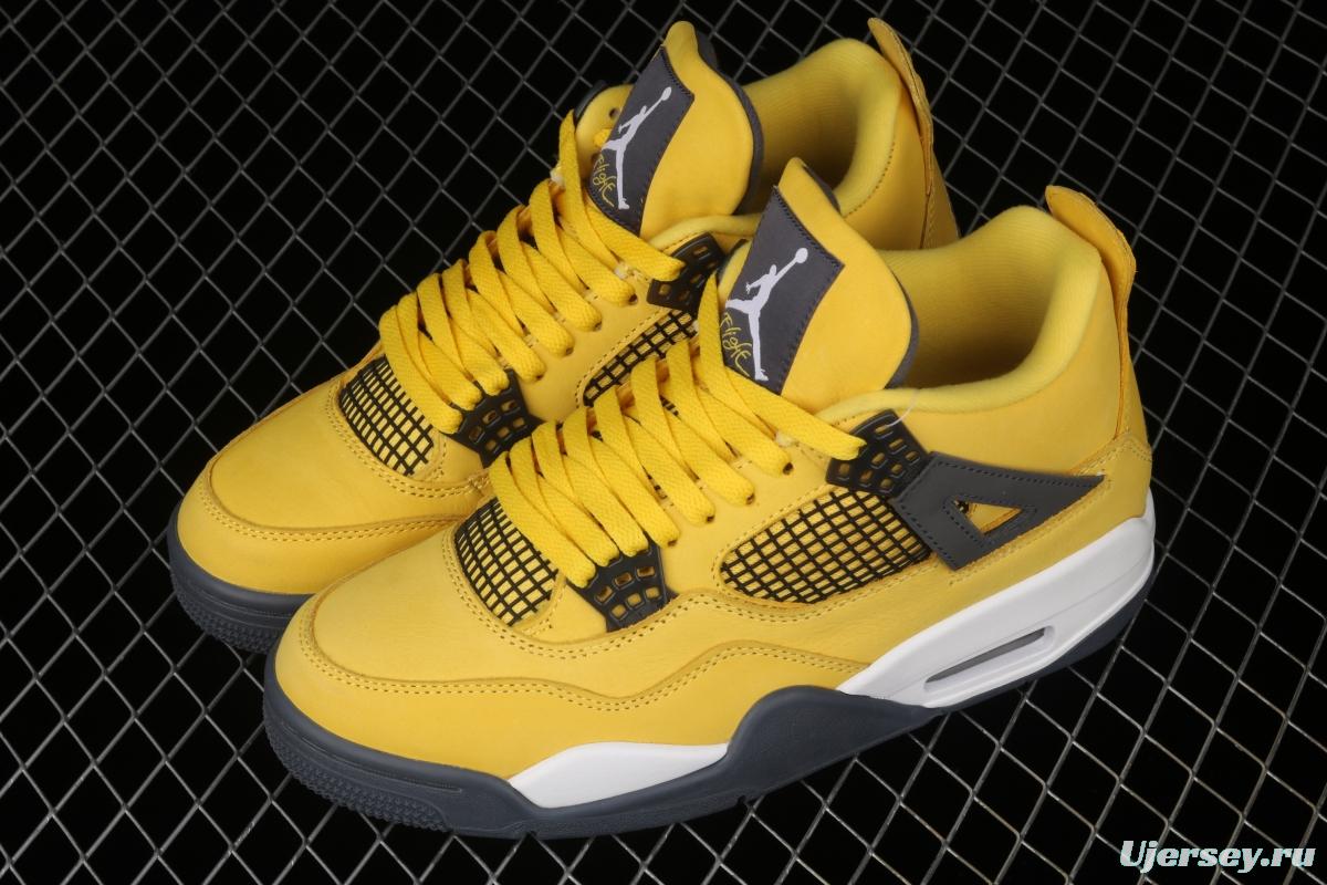 Air Jordan 4 Lightning repeated engraving of white and yellow electric masterbatch basketball shoes CT8527-700