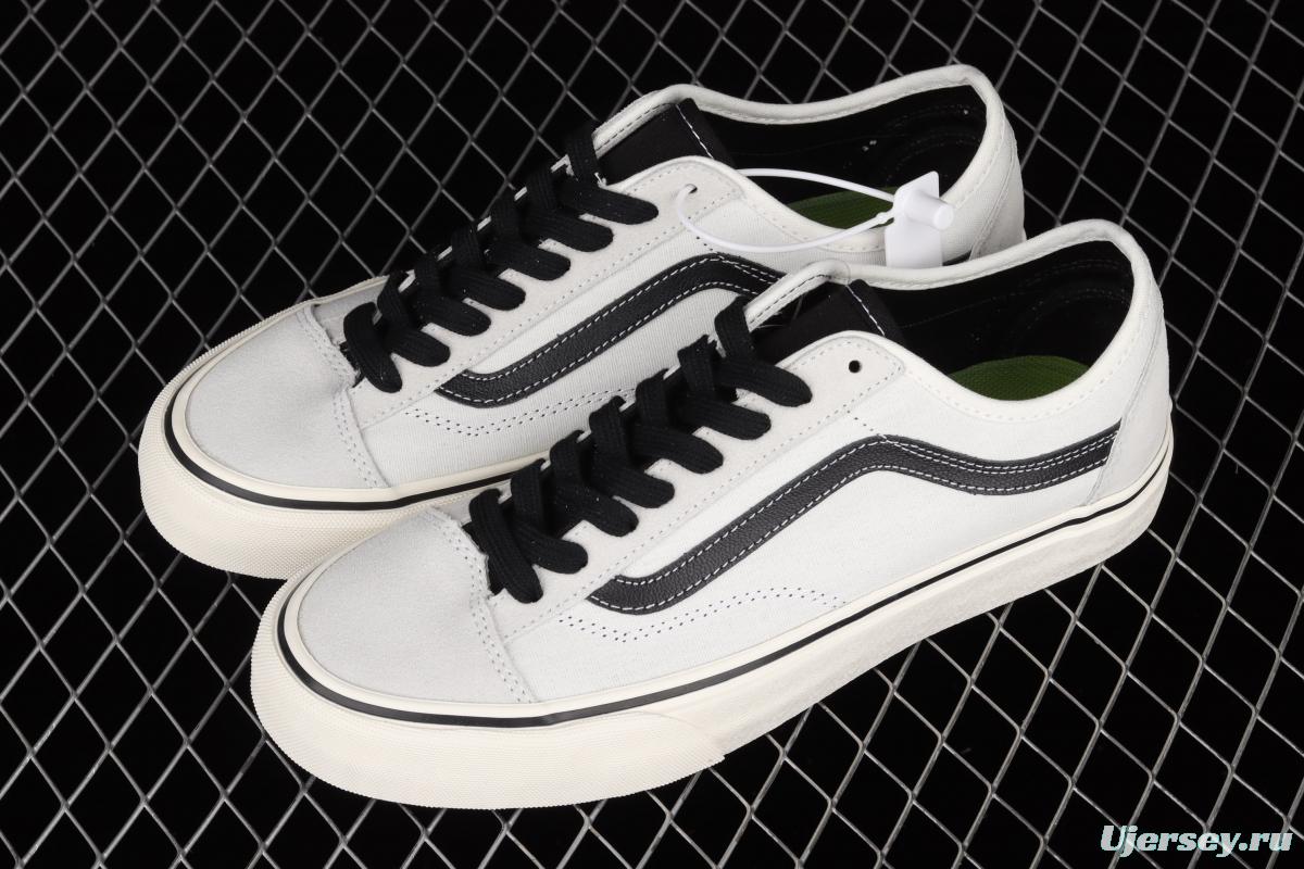 Vans Style 36 million gray rice white side stripes low-edge sports board shoes VN0A3MVLXGL