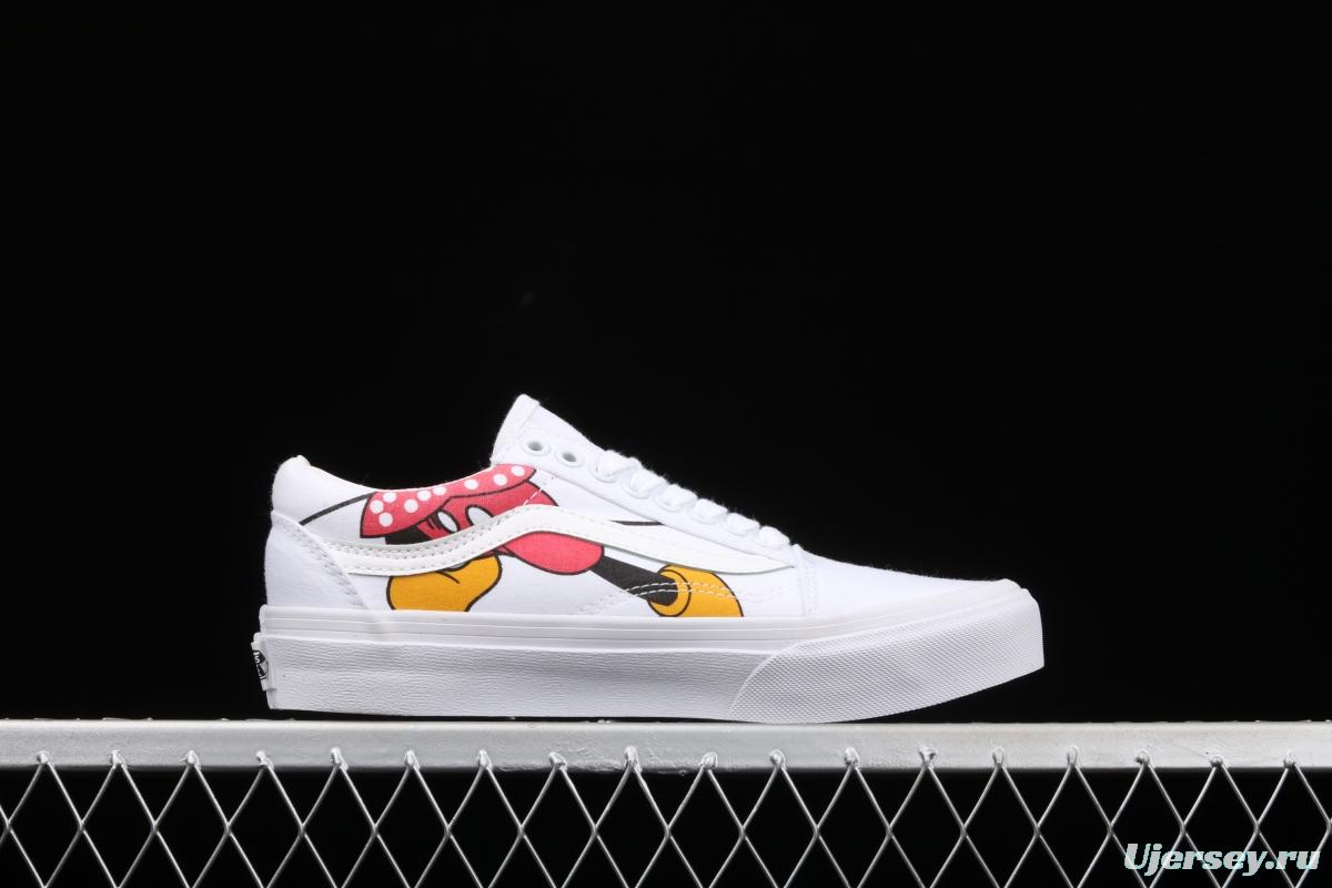 Vans Old Skool x Disney customized Mickey Mouse printed minimalist style low-top shoes VN000D3HY28