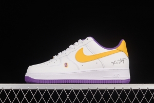 NIKE Air Force 1'07 Low Kobe White Purple Yellow Low Casual Sneakers DC8865-022