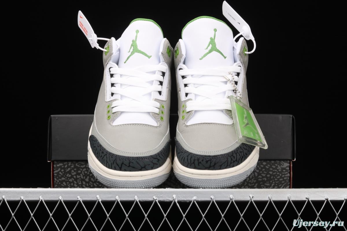 Air Jordan 3 Retro Chlorophyll AJ3 Joe 3 chlorophyll Gray Green manuscript 136064-006