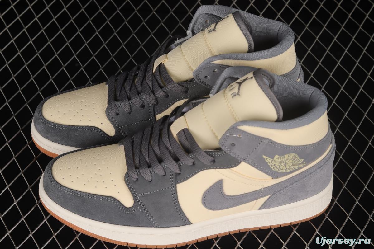 Air Jordan 1 Mid rice gray coconut milk mid-top basketball shoes DN4281-100