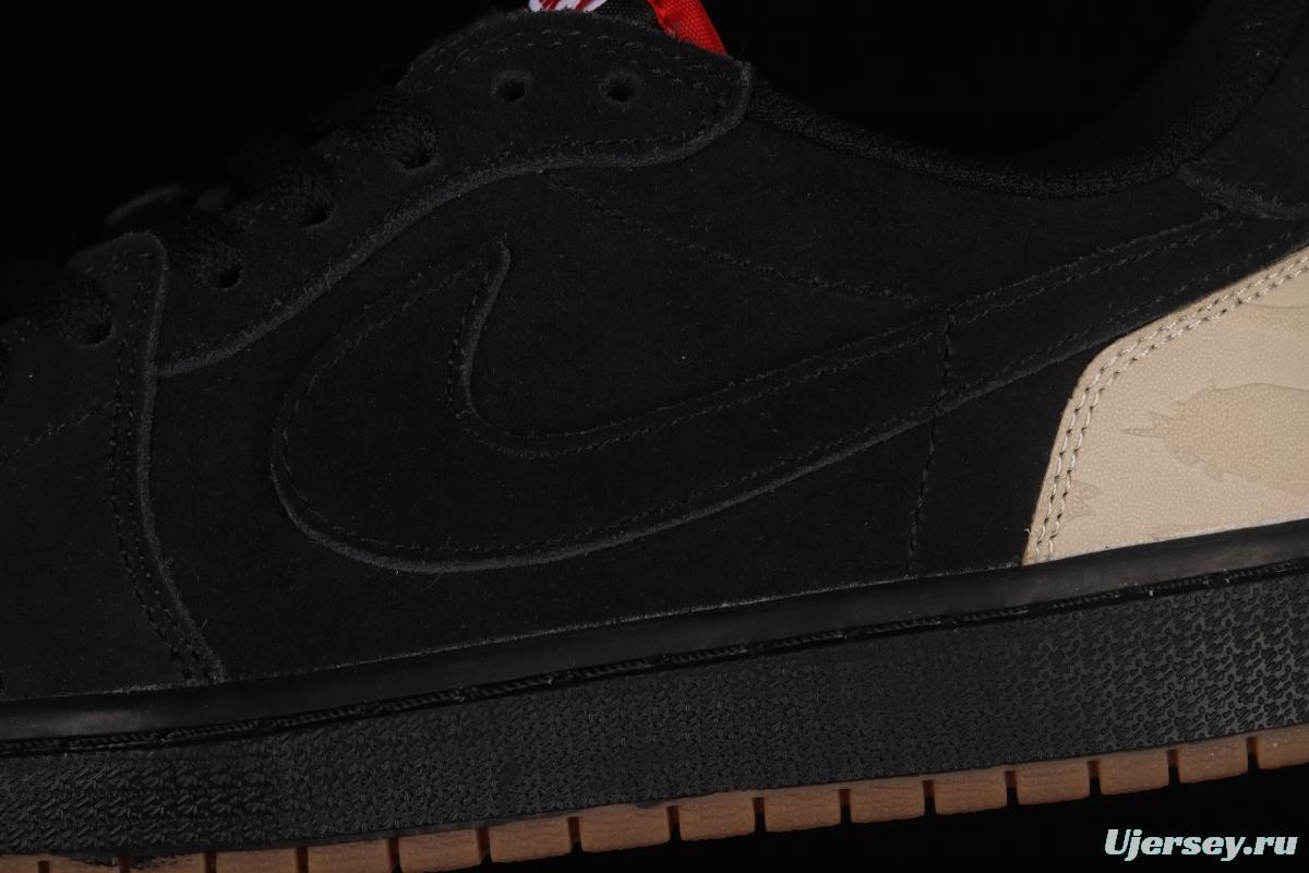 Air Jordan 1 Low Carnivore predator theme black and red low-side cultural board shoes DN3400-001