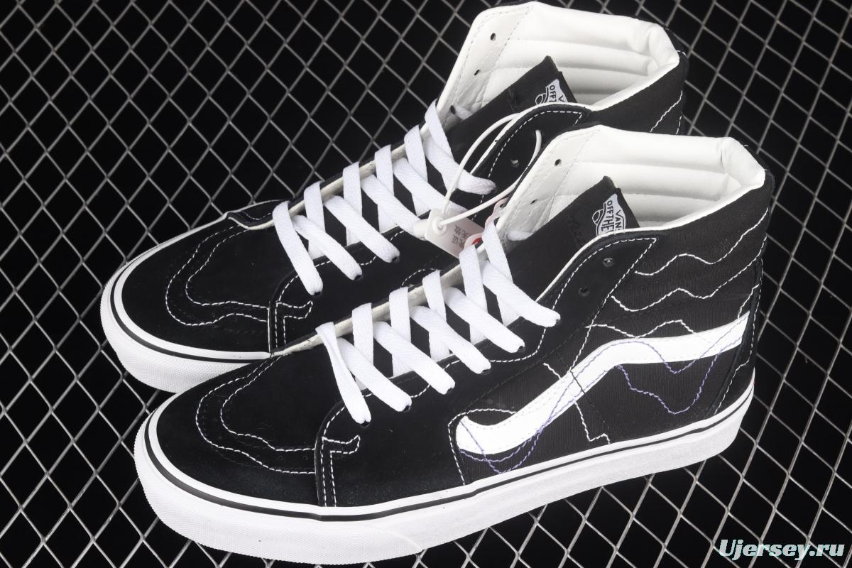 Vans Sk8-Hi joint line design black classic high-top casual board shoes VN0A4RWY2WT