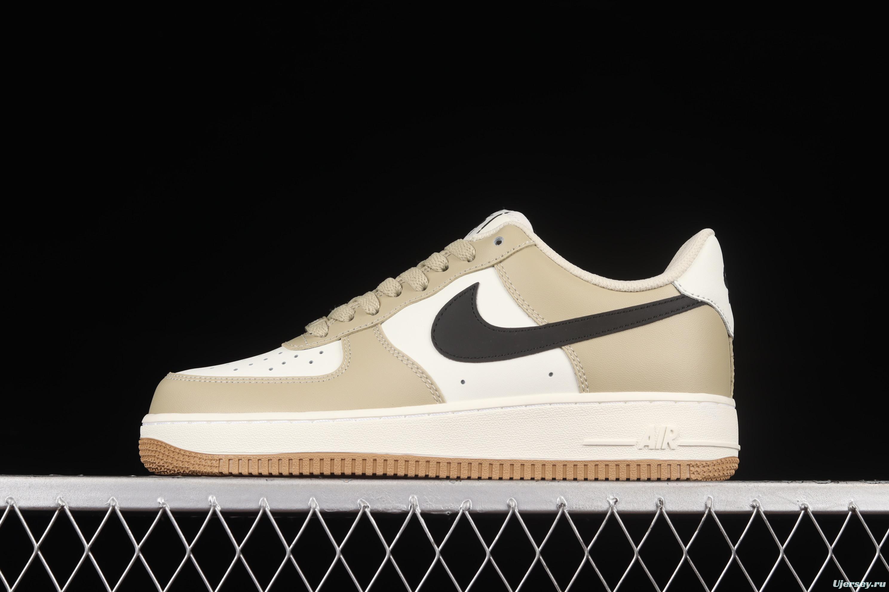 NIKE Air Force 1x 07 Low khaki black hook low-top casual board shoes DH5969-633