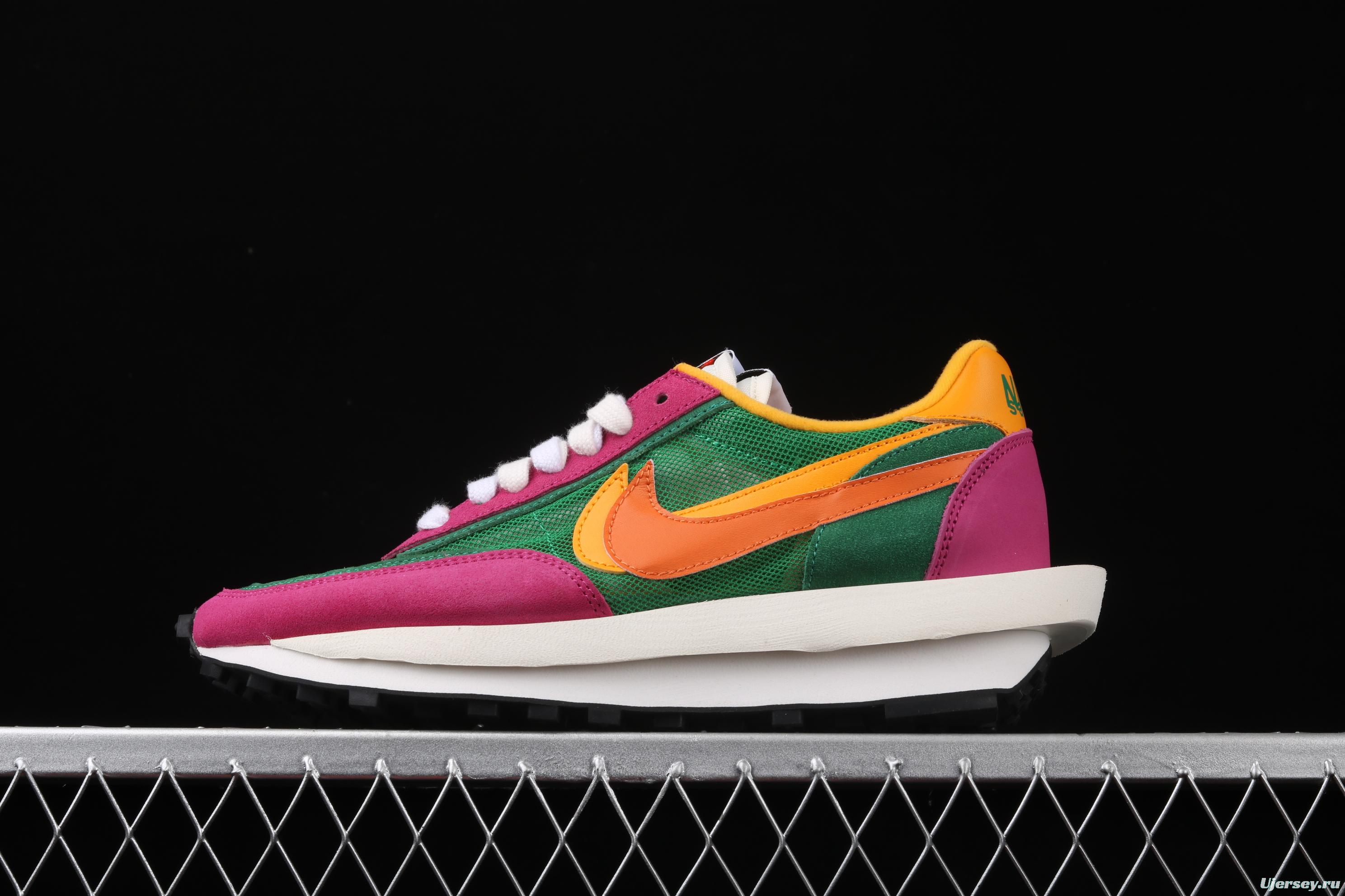 Sacai x NIKE LVD Waffle Daybreak co-signed catwalk style net gauze leather splicing double hook Swoosh running shoes BV0073-301