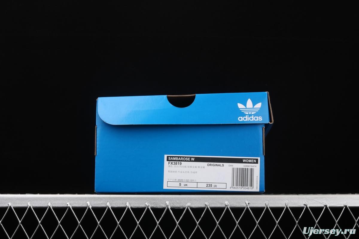 Adidas Sambarose W FX3819 clover vintage pure white thick-soled high board shoes