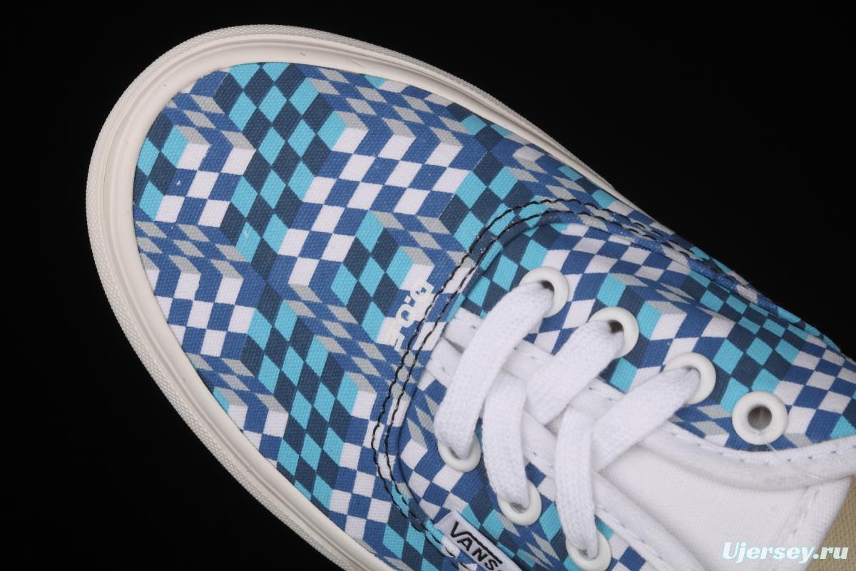 DOE x Vans Authentic chessboard blue and white low-top casual board shoes VN0A4ODU2DJ