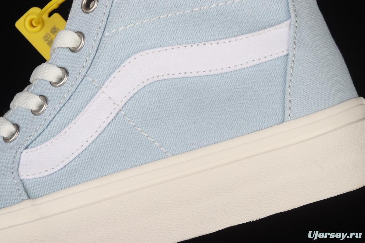 Vans Sk8-Hi environmental protection series light blue high-top canvas casual shoes VN0A4U169FR