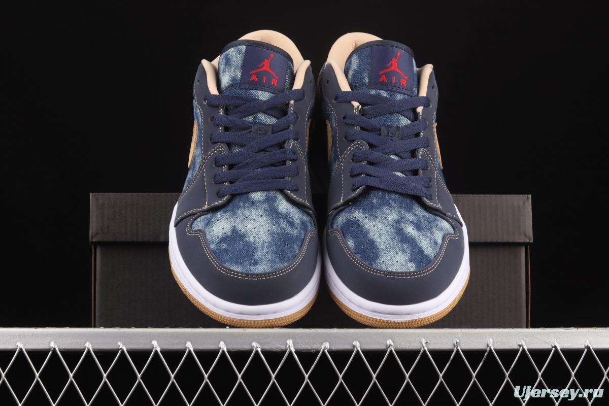 Air Jordan 1 Low dark blue denim low top basketball shoes DH1259-400