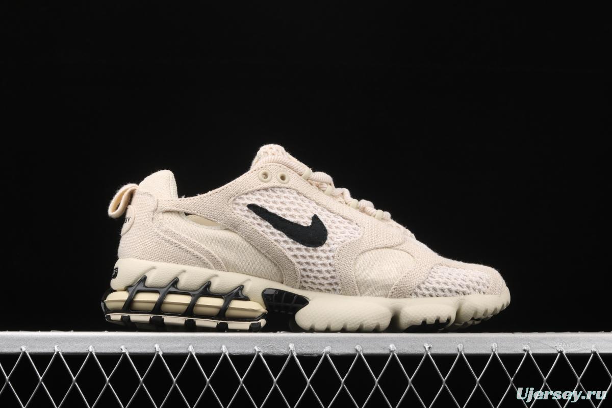 Stussy x NIKE Air Zoom Spiridon Caged 2 Spieli prison East cage 2 generation milky white linen black cloth CQ5486-200