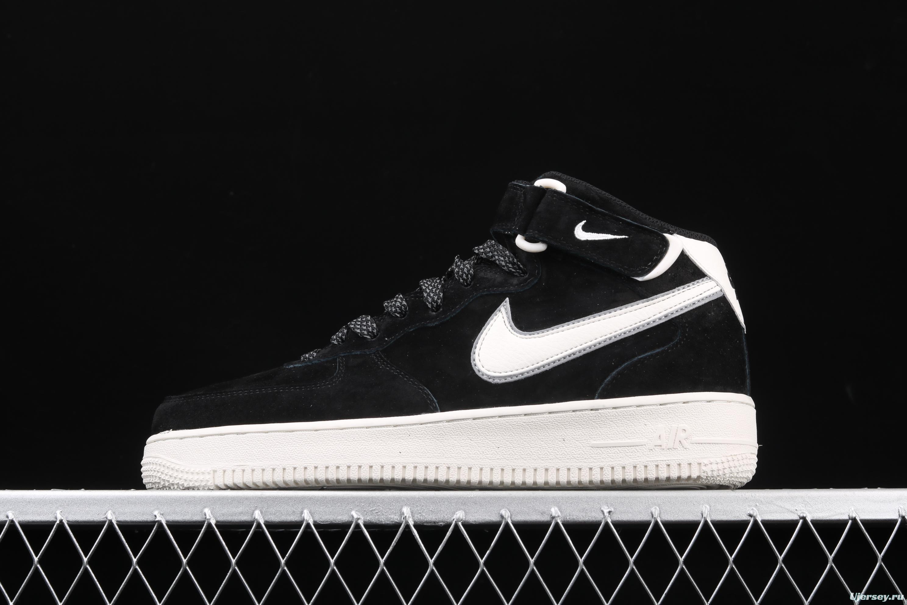 NIKE Air Force 1 Mid'07 3M reflective high top leisure sports board shoes AA1118-009