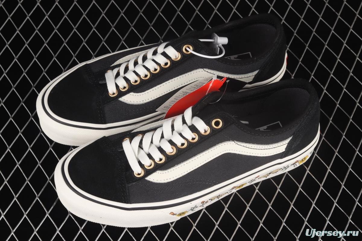 Vans Style 36 Decon SF Black and Grey spliced Butterfly Flower Leisure Board shoes VN0A5HYRA1H